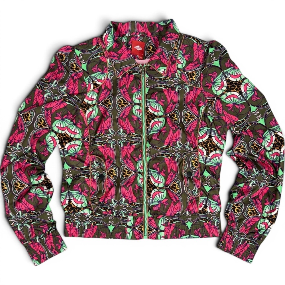 VTG Y2K Oilily Maximalist Floral‎ Leopard Jacket Eclectic Art Teacher 42 L